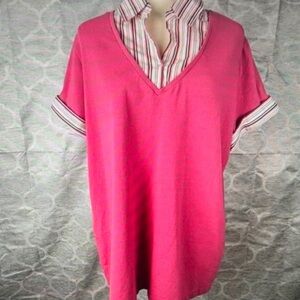 Pink V-Neck Women's Top